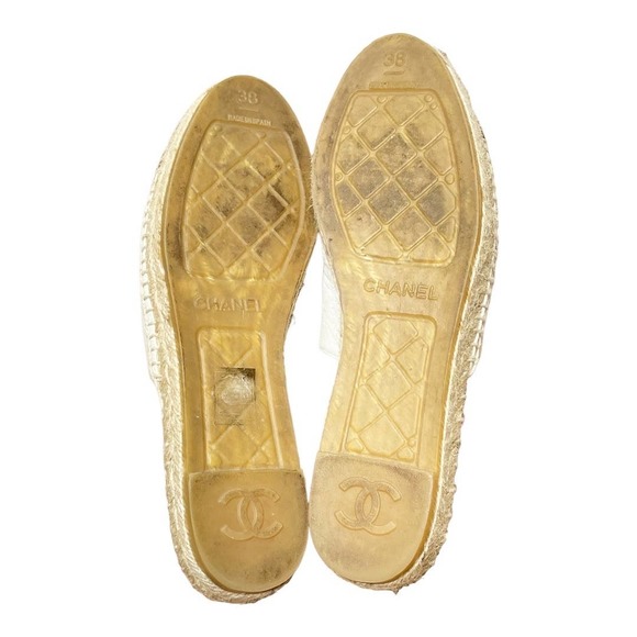 SOLD.   SOLD Chanel Iridescent Goatskin CC Espadrille Mules 38 8 - Picture 6 of 7